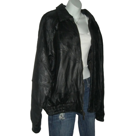 Vintage 90's Leather Jacket Black Gothic egirl alt Goth Whimsygoth Grunge y2k - Picture 5 of 16